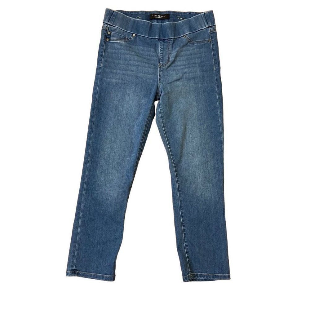 Liverpool The Capri Elastic Waist Pull On Jeans Light Wash Size 6